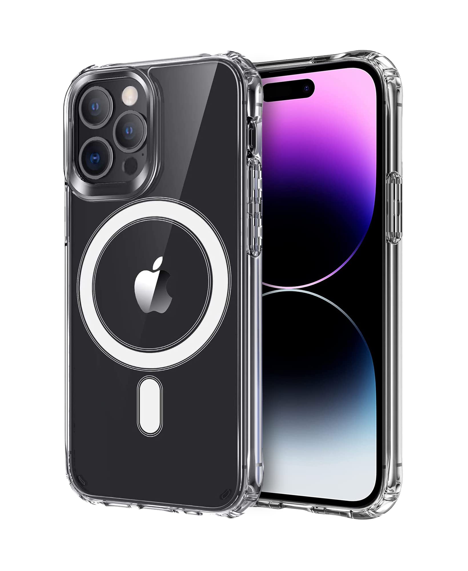 ICOVERI Compatible with iPhone 14 Pro Case, Magnetic, Compatible with Accessories with QI Wireless Charging, Hybrid, Clear