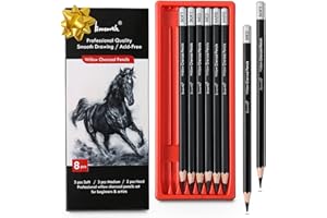 Brusarth Charcoal Pencils for Drawing, Set of 8 Drawing charcoal Pencils for Sketching, Artist Pencils for Drawing, Charcoal Pencils for Artists for Sketching Supplies, Charcoal Art Supplies