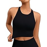 AegisChic Yoga Sports Seamless Bras for Women Longline Tank Top with Built-in Gym Workout Racerback Bra Tops