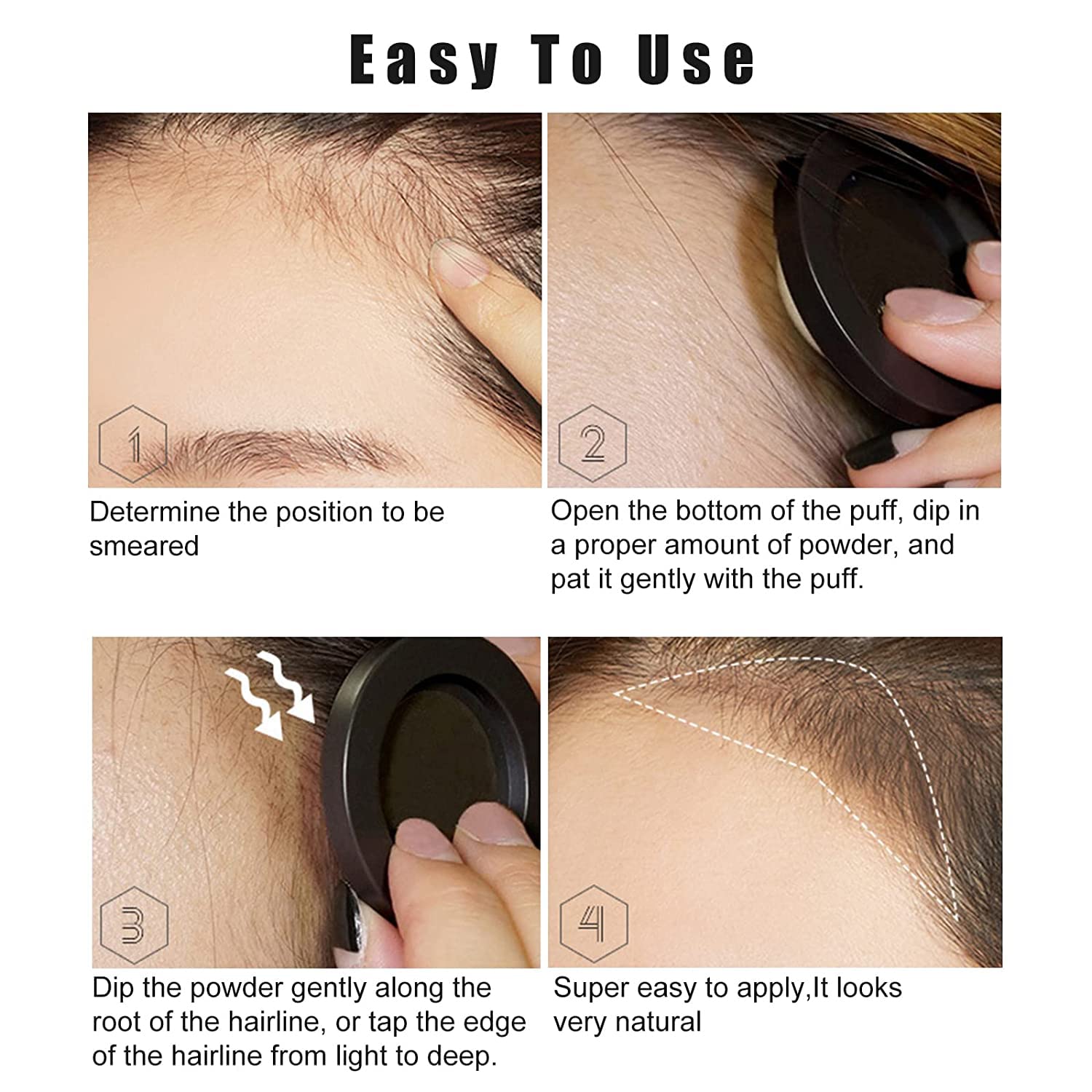 ANMANSY Hairline Powder Magical Instantly Hair Line Shadow Quick Cover Hair Root Concealer with Puff Touch, Root Cover Up for Thinning Hair, Waterproof, Non-sticky (Dark Brown)