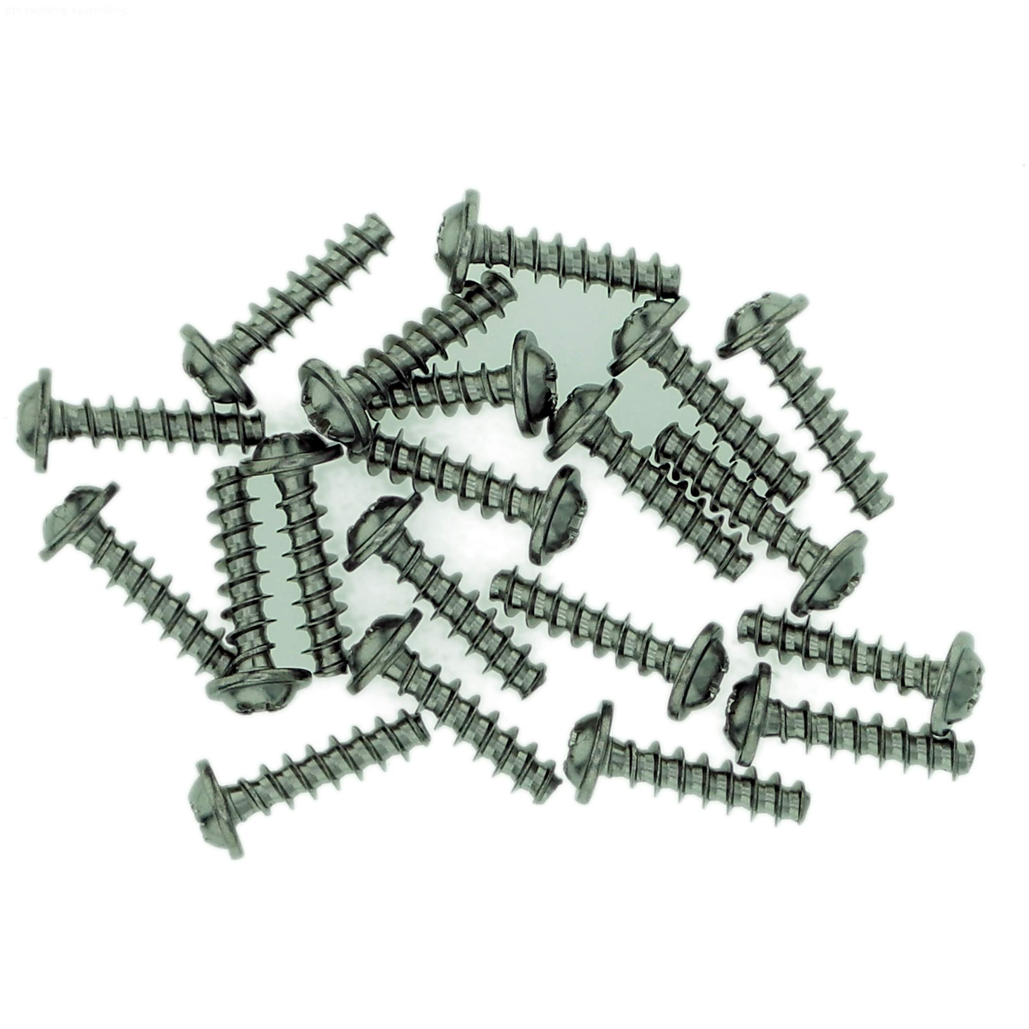 D3.5 (3.5mm x 12mm) Pozi Pan Screws for Plastic (Flanged) - Stainless Steel (A2) (Pack of 20)