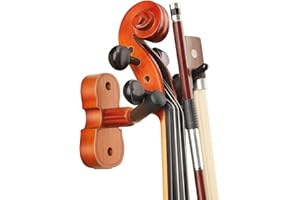 Mahogany Violin and Viola Wall Mount Hanger With Bow Hook - Home & Studio Instrument Holder (Mahogany)