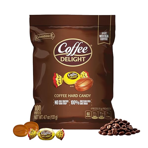 COLOMBINA COFFEE DELIGHT HARD CANDY, COFFEE-FLAVORED CANDY, 100...