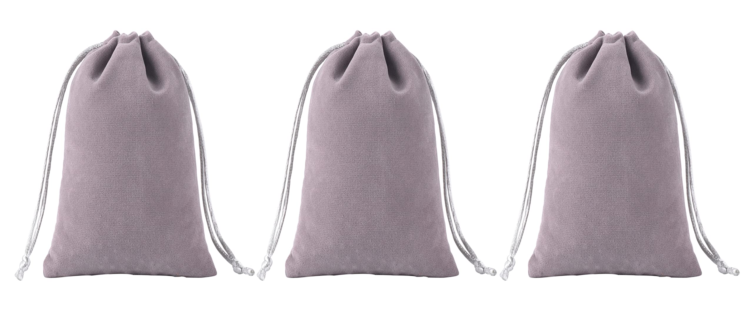 KONMAY 20pcs Small Velvet Drawstring Bags, 7.0x9.0cm Dark Grey Velevet Jewellery Pouches for Gifts, Party Favors
