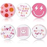 Zubebe 6 Pcs Car Coasters for Women Ceramic, Ceramic and Cork, Cute | Cork Base Non Slip, Heat Resistant Finger Notch, Cup Holder Fit 2.6 Inch, Pink Patterns Women Driver, Home Office Use