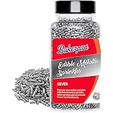 Bakerpan Silver Sprinkles Edible for Cupcakes, Silver Jimmies Sprinkles for Cake Decorating - 4.3 Ounces (Made in USA)