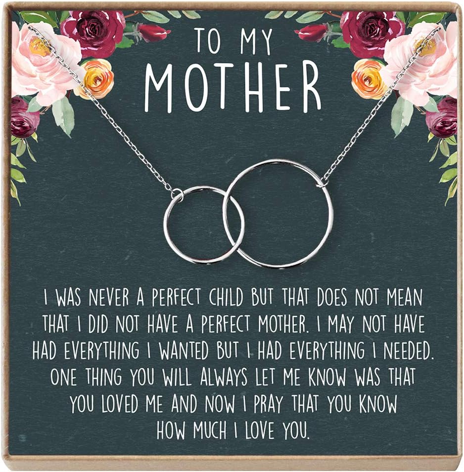 Mother Gift Necklace: Mother's Day Gift, Mother's Day Necklace, Mother Daughter, 2 Interlocking Circles (silver-plated-brass, NA)