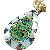 Swimmi Iridescent Paua Abalone Shell Necklace, Natural Mother of Pearl Necklace, Handmade Teardrop Beaded Abalone Necklace, Seashell Necklace Jewelry AA176