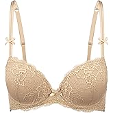 IHOIU Women's Lace Push Up Bra Padded Add 2 Cups Underwire Support Full Coverage Plunge Everyday Lift Bras