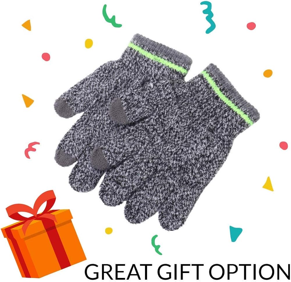 accsa 3 Pairs Kids Winter Magic Gloves for Boys Girls Soft Stretchy Touch Screen Gloves, Neon Stripe: Clothing