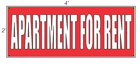 Amazon Com Apartment For Rent 2x4 Red Banner Sign Office Products