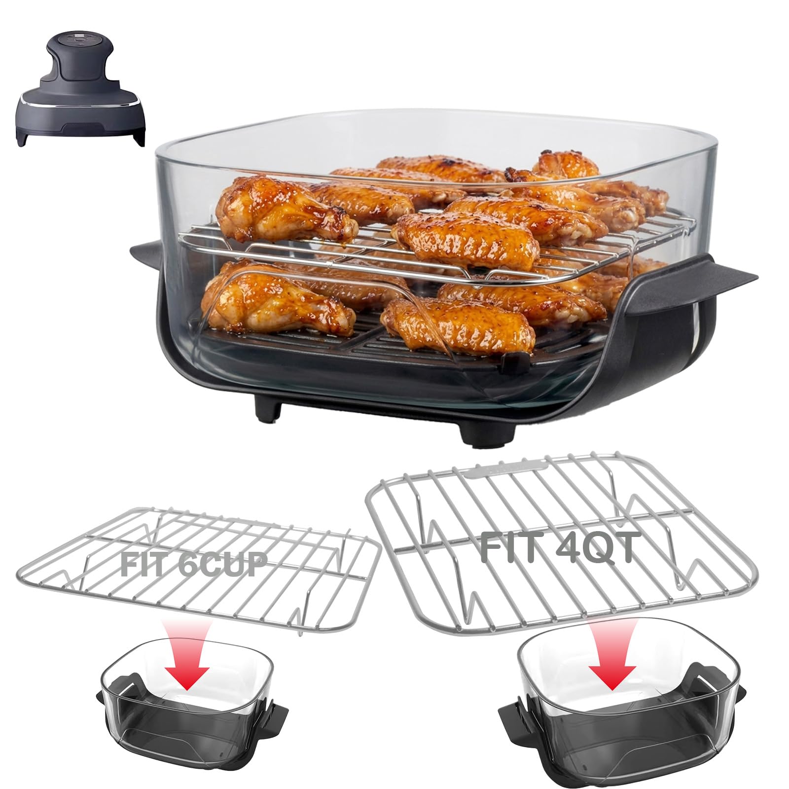 Photo 1 of 2PCS Crisper Rack for Ninja Crispi Air Fryer FN101, for COSORI Rellytech Crispi Accessories, Grill Racks for Ninja Crispi Replacement Parts, Stackable Rack, Stainless Steel SUS304