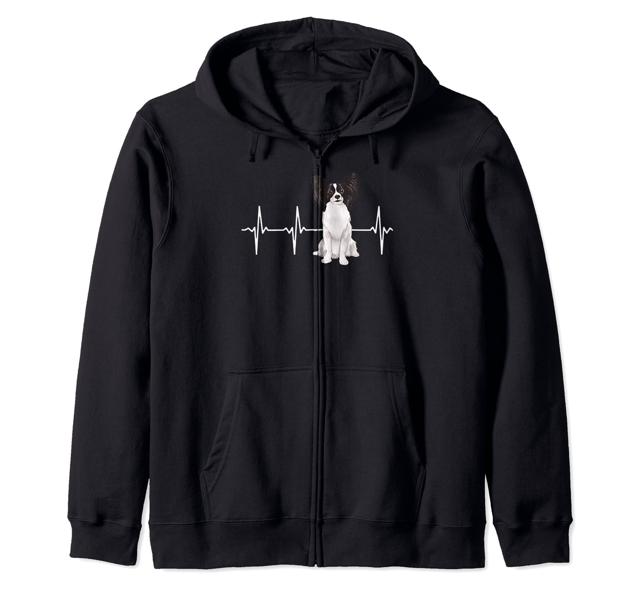 Papillon Heartbeat Dog Lover Zip Hoodie