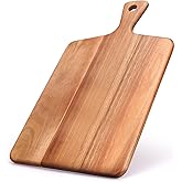 Gtencemen Acacia Wood Cutting Board with Handle Best Cheese for Charcuterie Board Kitchen Wooden Chopping Block for Meat Vegetable Bread Fruit Serving Board Wood Butcher Block Carving Board, 17" X 10"