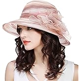 Women's Organza Kentucky Fascinator Hat Cloche Bowler Hat Cocktail Tea Party Wedding Sun Hat