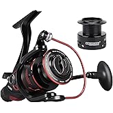 KastKing Sharky Baitfeeder III Spinning Reels with 5.5:1 Gear Ratio | Max Drag: 26.5 lb, 10+1 BB, 16.6 oz, CNC Aluminum Spool, Carbon Fiber Drag for Live Liner, Comes with Graphite Spool