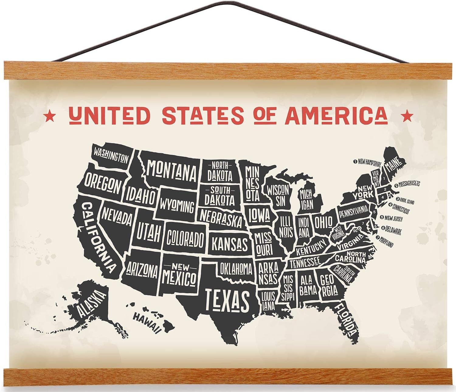 Wall Décor - Magnetic Poster Frame Hanger, Natural Teak, 20x28 20x30 20x24 Poster Hanger for Photos, Pictures, Prints, Maps, Scrolls and Canvas Artwork