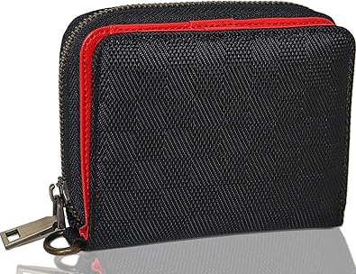 Amazon デイライトマーケット 財布 メンズ 二つ折りカーボン チェック ラウンド ミドル財布 内装レッド デザイン Adl 843 黒blch Day Lite Market デイライトマーケット 財布