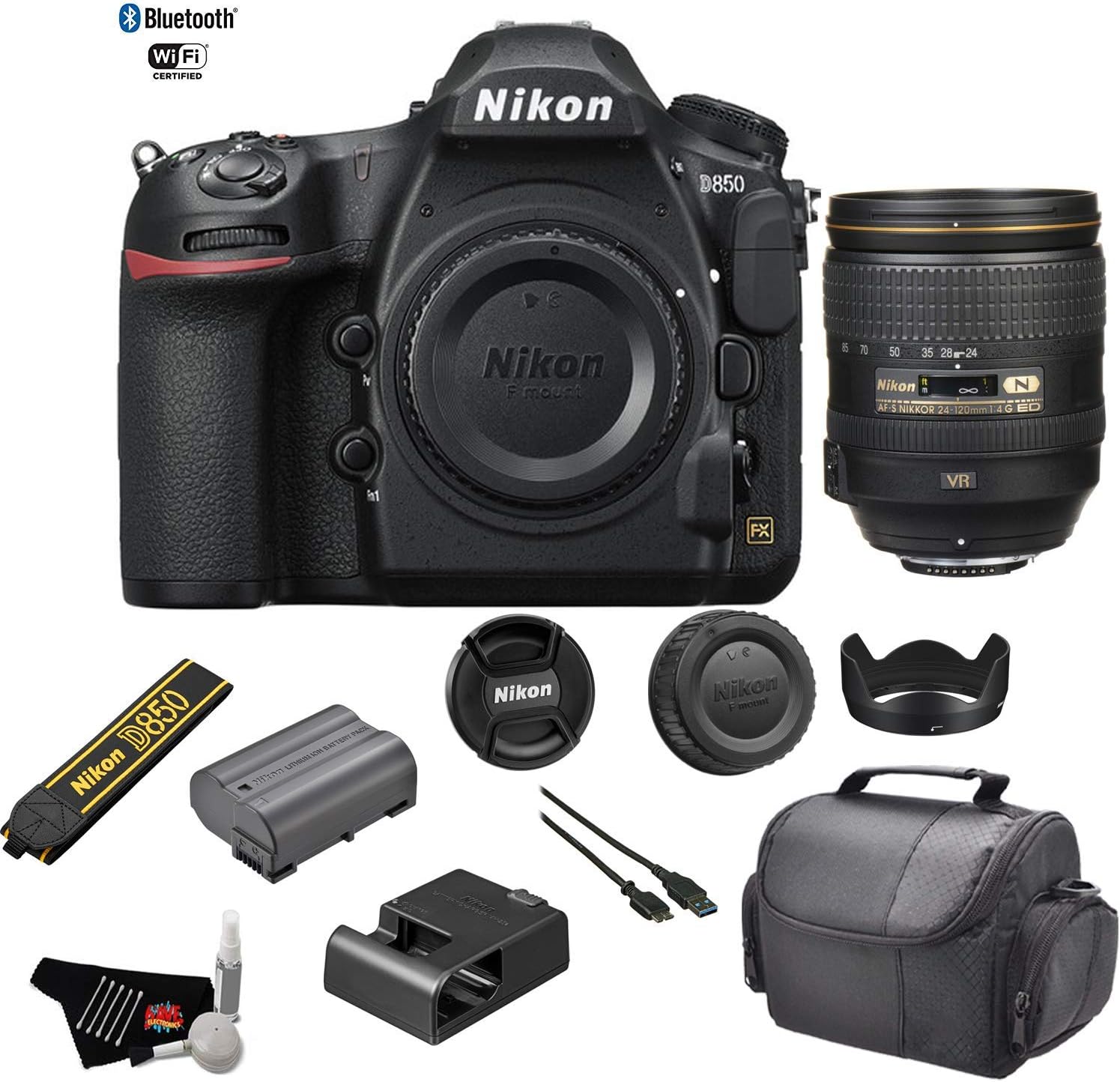 Nikon D850 DSLR Camera (Body) 1585 - Kit with Nikon AF-S NIKKOR 24-120mm f/4G ED VR Lens + More - International Model