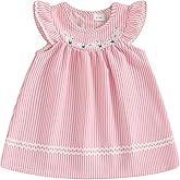 Kayotuas Toddler Girl Easter Dress Smcoked Baby Clothes Bunny Embroidery Flutter Sleeve Dresses Cute Infant Christian Outfit