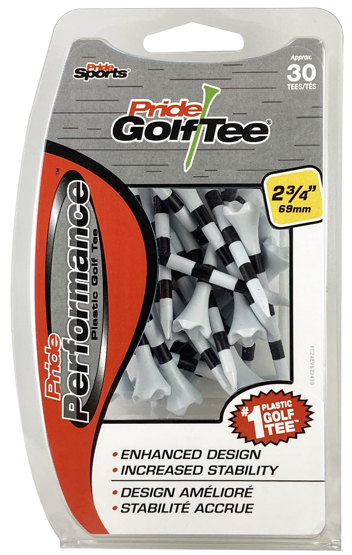 Pride Golf Tee Golf Spikes 30 Count Golf Tees, White, 2.75 US