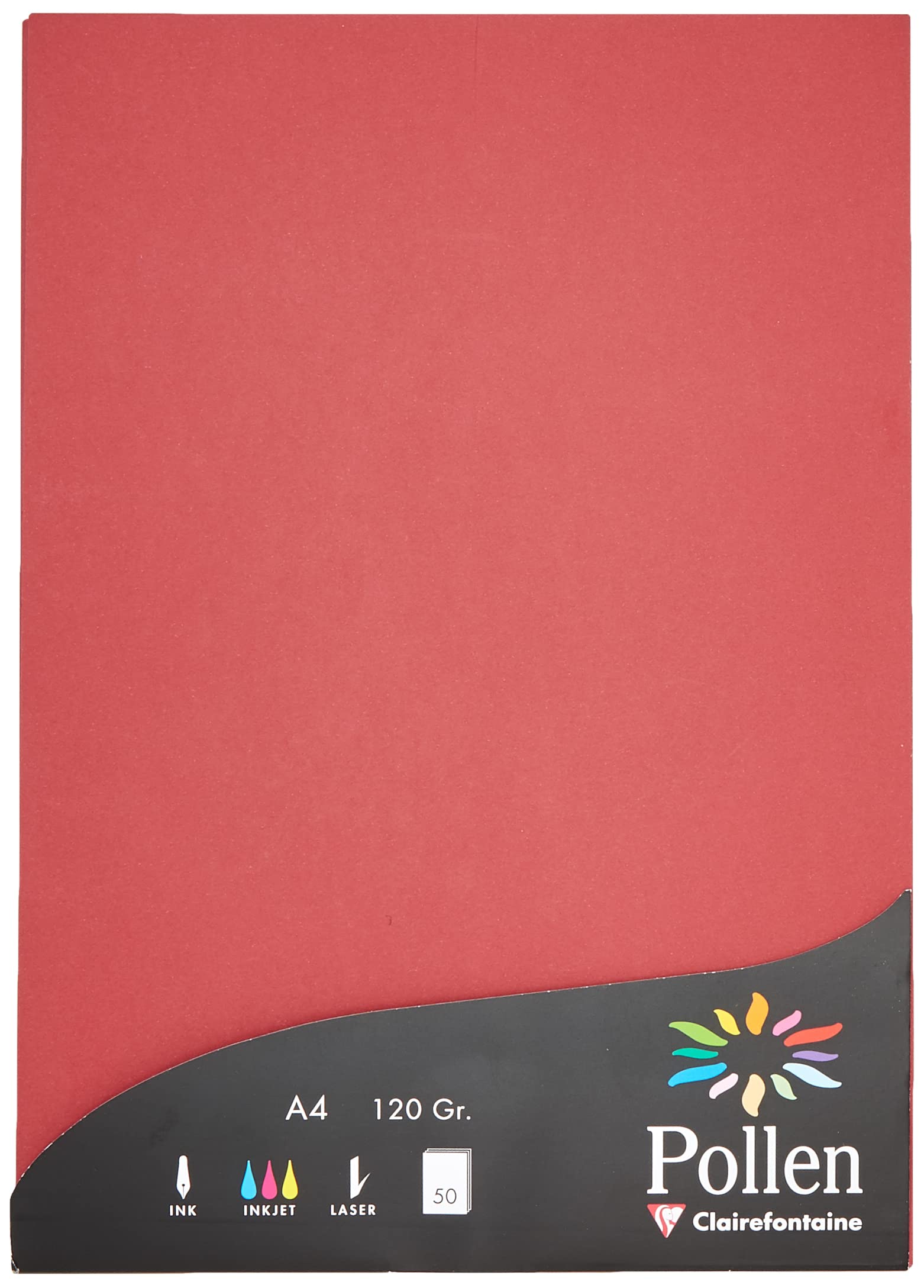 Clairefontaine 4293C Wallet of 50 Sheets Format A4 (21x29,7cm) 120gsm Colour Burgundy Invitation Paper Events Correspondence Pollen Range Premium Smooth Paper — image 1