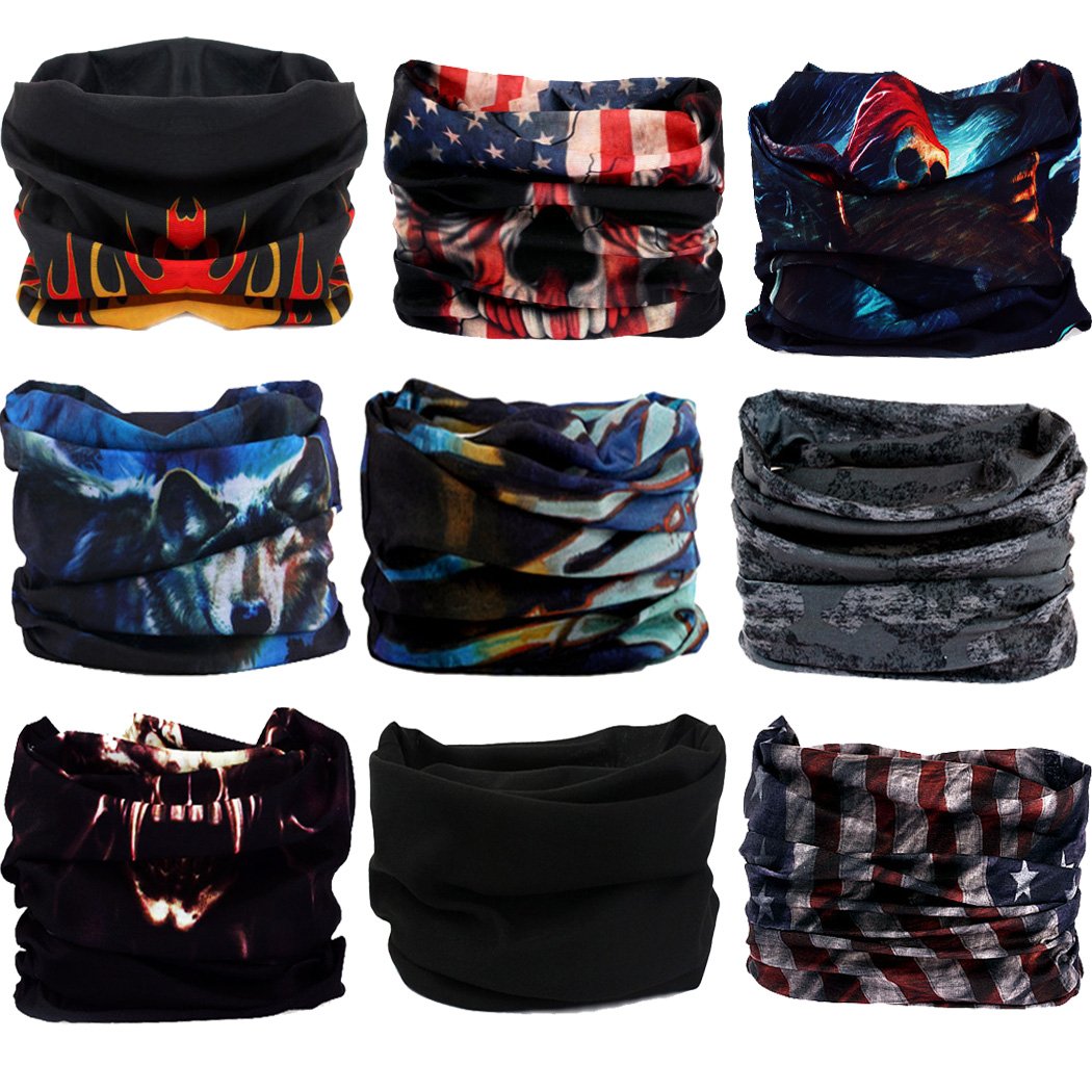 Headwear, Head Wrap, Neck Gaiter, Headband, Fishing Mask, Magic Scarf, Tube Mask, Face Bandana Mask, Neck Balaclava and Sport Scarf 12 in 1 Sweatband for Fishing, Hiking, Running, Motorcycling