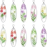 WenRity 5Pcs Birth Flower Charm Geometric Glass Babysbreath Forget Me Not Dried Flower Pendant for Diy Adults Jewelry Making Supplies