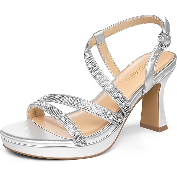 Amazon.com | YooPrettyz Women Sparkle Strappy Pump Heels Evening Platform  Sandals Wedding Shoes Black 3