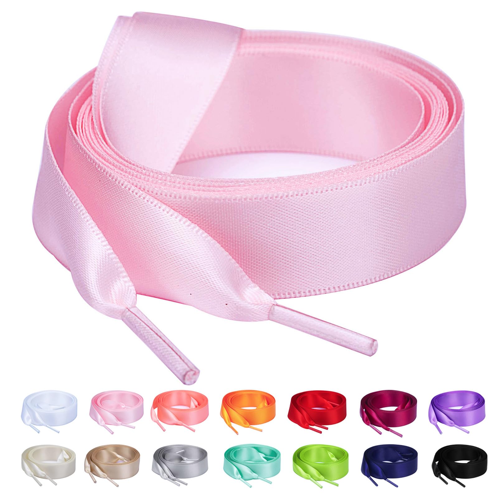 Booyckiy Flat Colorful Satin Ribbon Shoelaces