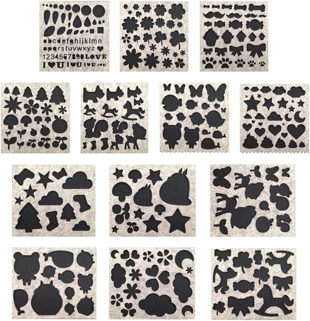 Hyamass 13-Pack Needle Felting Stencils & Applique Templates - Multi-Shape Floral/Animal Felt Molds for DIY Craft, Embroidery, and Wool Felting Projects
