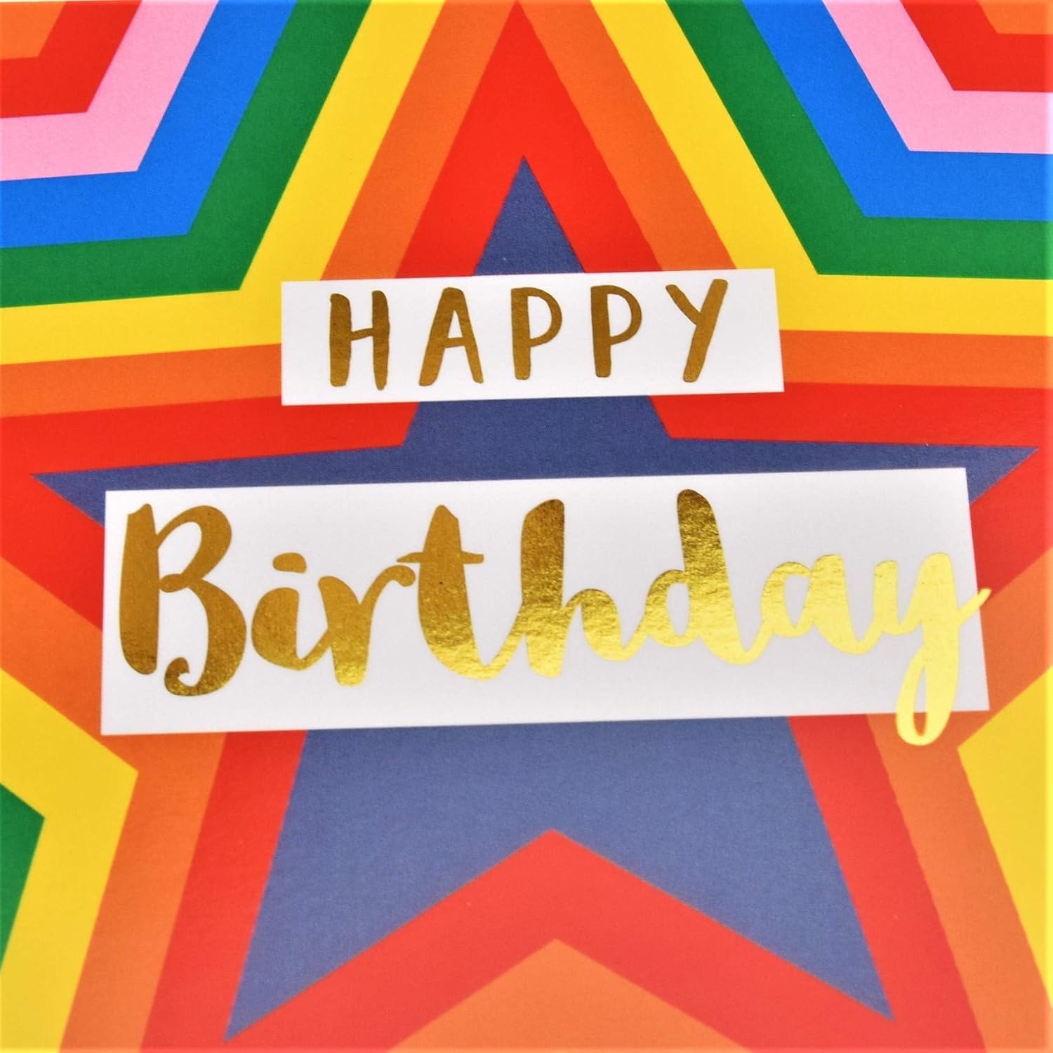 Claire Giles Greeting Cards, Happy Birthday Card, Colour Stars Design Greeting Card, Text Foiled in Shiny Gold - Image 4