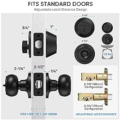 TICONN Round Door Knobs, Ball Door Knob with Dead
