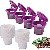 Haetyly 4 Pack Reusable K Cup Coffee Pods with 100 Count Disposable Coffee Paper Filters,Compatible with Keurig Single Serve Coffee Maker 2.0 & 1.0
