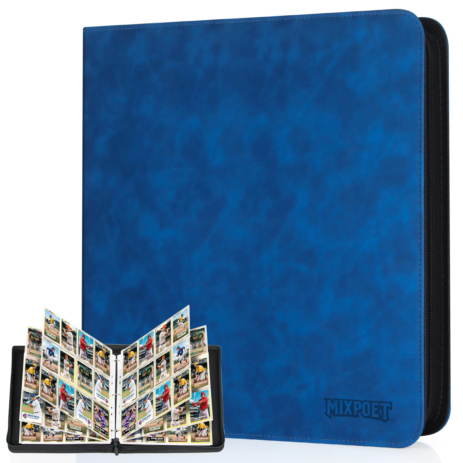 MIXPOET Trading Card Binder, Cards Folder Album with Sleeves, 12 Slot 960 Pockets, Collectible Games Storage Holder, MTG TCG Baseball Football Sports Cards