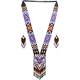 Native Tribal Style Long Statement Beaded Necklace for Women Handmade