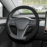 Frani Nappa Leather Steering Wheel Cover,Universal Fit 15 Inch-Premium Non-Slip Breathable Comfort Grip for Cars Trucks SUVs,Anti-Slip Durable Interior Upgrade Black