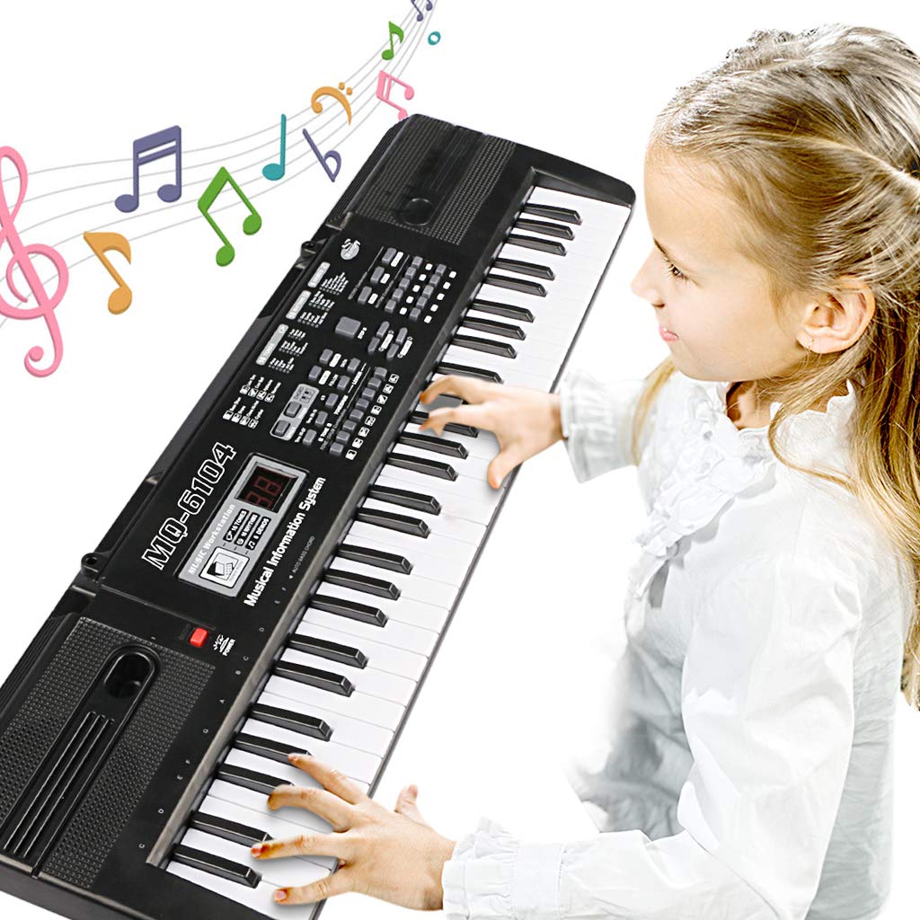 Multifunktions 61 Mini-Tasten Musik Klaviertastatur Tragbare Elektronische Musikinstrument mit Mikrofon Für Kinder Geschenk,ideal für Kinder und Einsteiger,umfangreiche Lernfunktion