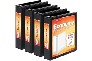 Cardinal Economy 3 Ring Binder, 1.5 Inch, Presentation View, Black, Holds 350 Sheets, Nonstick, PVC Free, 4 Pack of Binders (