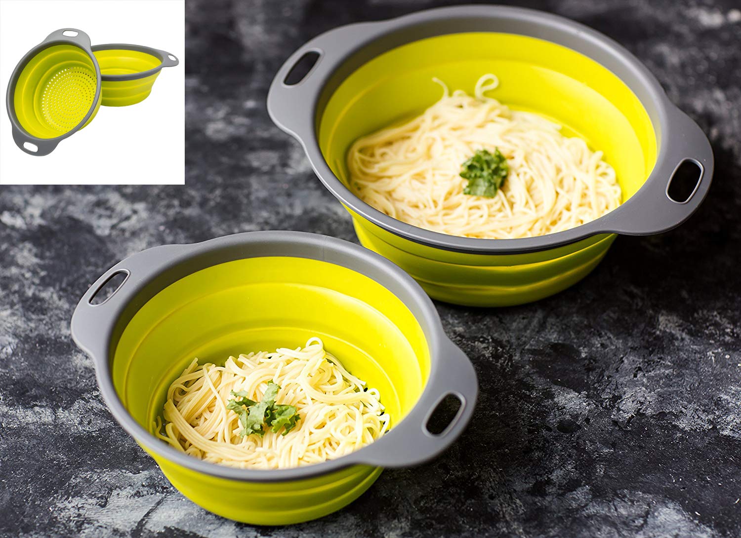 Juego de coladores - 2 coladores plegables (coladores) - Incluye 2 ...