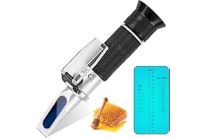LICHEN LACHOI Honey Refractometer Sugar Content wtih ATC for Honey Moisture, Brix and Baume,3 in 1(58-90% Brix,12-27% Moisture and 38-43% Baume Refractorymeter) for Honey Suger Test,Sugar Syrup,Bee Keeping