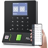 NGTeco Time Clock for Small Business, Fingerprint/PIN Clock-in, APP Control | Employee Time Clocks Support Flexible Shift Management, Auto Report, 2.4GHz WiFi, No Monthly Fees