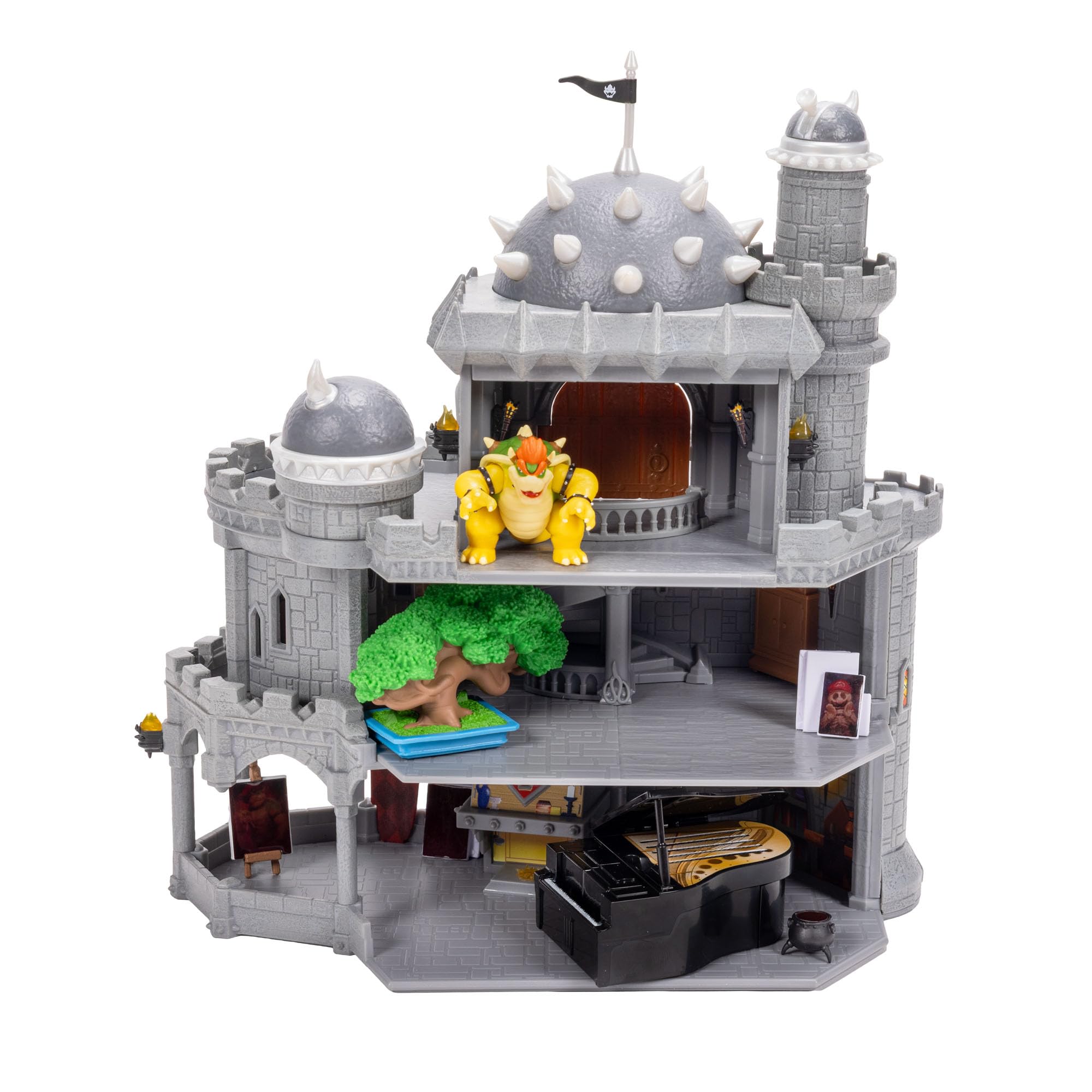 Super Mario Galaxy“-Film Bowser-Schloss-Spielset, offiziell lizenziert von Jakks Pacific, enthält eine 3,8 cm große, bewegliche Mini-Figur und Charakter-Zubehör, 3 Spielebenen, wärmeaktivierte Bilder 6