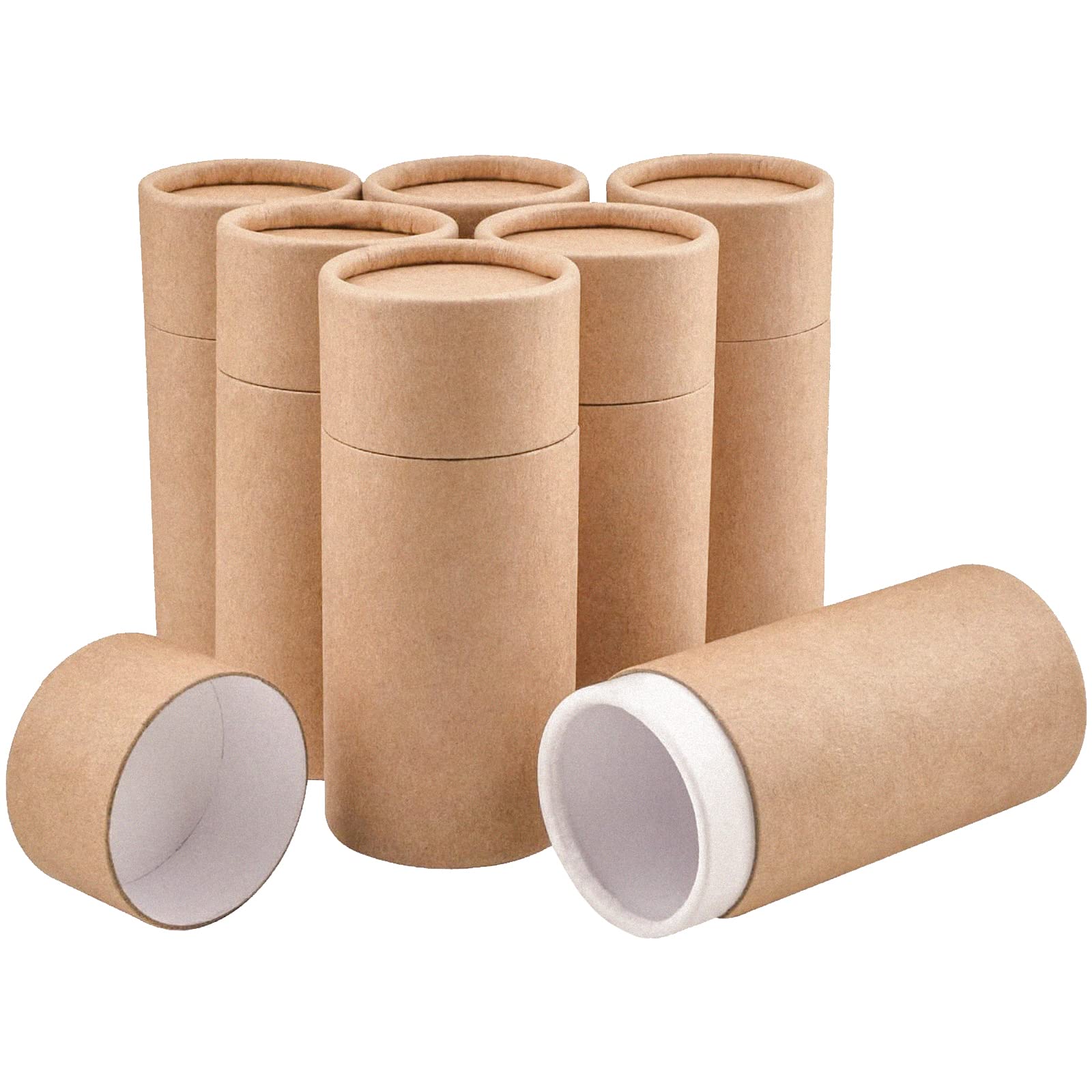 WANDIC Kraft Paperboard Tubes, 6Pcs Round Kraft Paper Containers for Tea Coffee Crafts Gift Packaging, Non-Push (100ml)