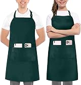 Utopia Kitchen Adjustable Bib Apron with 2 Pockets Green - Water-Resistant
