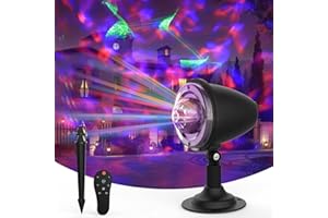 Yokgrass 2 in 1 Halloween Christmas Projector Light, Outdoor Water Wave Laser Aurora Holiday Spotlight with Remote Control, Waterproof Projector for Indoor Party Garden Landscape Tree Decoration