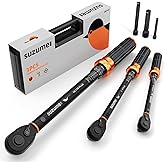 SUZUME Torque Wrench Set 1/2 3/8 1/4 Inch Drive Click &plusmn;3% Accuracy | 10&ndash;170 Ft.lb, 5&ndash;45 Ft.lb, 20&ndash;220 In.lb, Dual-Direction, 3 Extension Bars Dual-Scale for Car,Moto,Truck,Spark Plug,Bike Repair