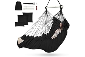 Outerman Hammock Chair, Hanging Chair with 3 Cushions and Foot Rest Support, Durable Metal Spreader Bar Max 500Lbs, Swing Cha
