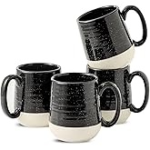 HASENSE Ceramic Coffee Mugs Set, 15 oz Large Coffee Cups Set of 4, Tea Cups with Handle for Men and Women, Latte Mugs for Coffee, Tea, Milk, Hot Chocolate, Microwave Dishwasher Safe, Black