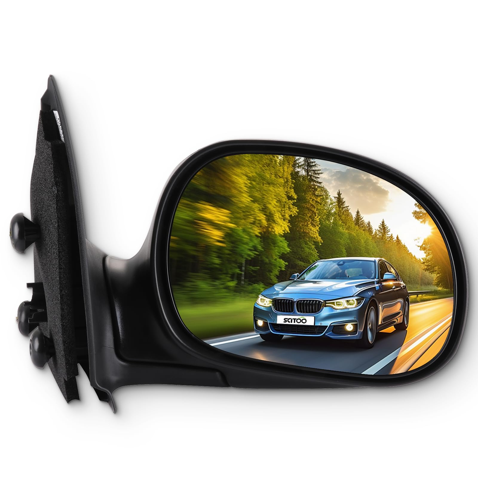 Photo 1 of SCITOO Side View Mirror Passenger Side Compatible with 1997-2004 For Ford For F-150 1997-1999 250 Manually Folding Non-heated Right Side Exterior Mirror Black FO1321230